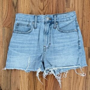 Madewell Faded Blue Frayed Hem Jean Shorts